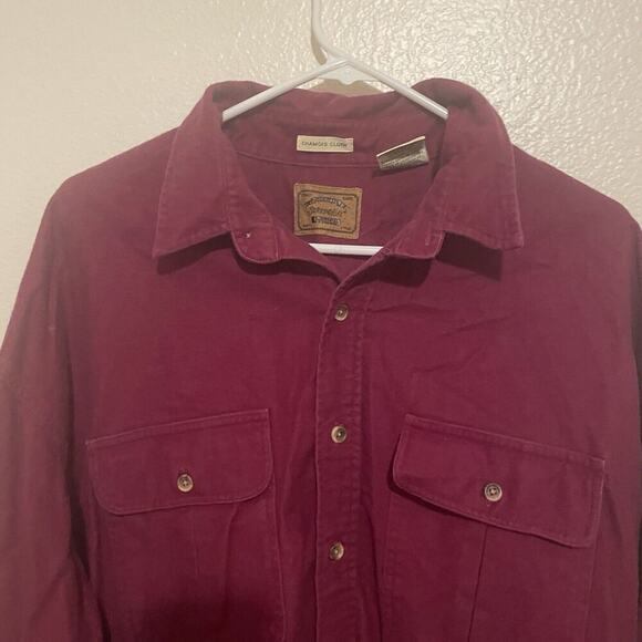 St. Johns Bay Vintage Mens Chamois Cloth Flannel Shirt Burgundy Red Size XXL 2X - Picture 2 of 7
